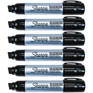 Sharpie Magnum 44 Jumbo Permanent Black Markers, 44001, Pack of 6  - Picture 1 of 2