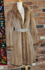 Majestic CANADA Pastel Honey Blonde Sheared MINK FUR LONG Coat Jacket - Picture 1 of 16