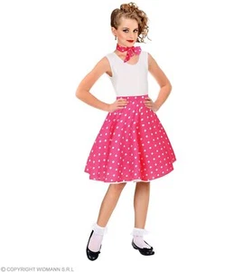 50s Rock Punkte pink weiß Rock 'n' Roll mit Halstuch Kostüm Mädchen Karneval  - Bild 1 von 3