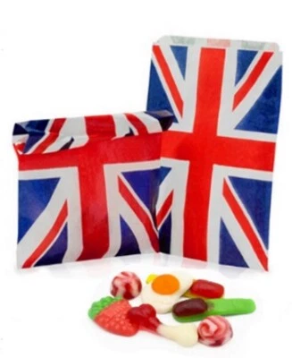 MUSTBEBONKERS Union Jack Paper Bags - VE Street Party - Sweet Candy Food Cake Bag 5x7" or 7X9"