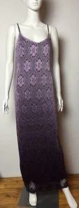 Rhapsody Los Angeles Dress Purple Crochet Floral Ombré Vintage Maxi Women’s L - Picture 1 of 9