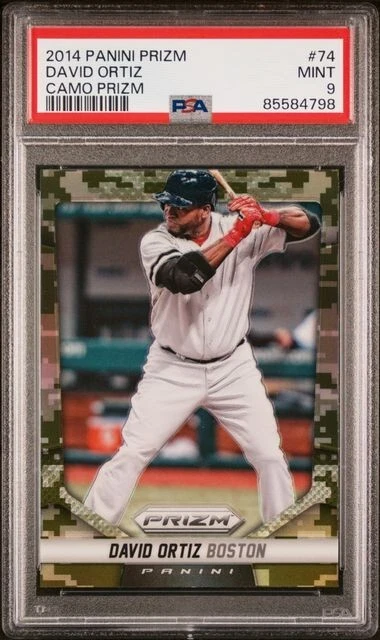 2014 Panini Prizm 74 David Ortiz Camo Prizm PSA 9 SP POP 3 - Image 1 of 2