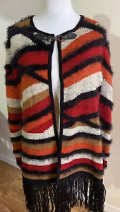 VERTIGO PARIS CAPE PONCHO Burnt Orange Fringe SIZE S/M NWT $328 VT34320. - Picture 1 of 12