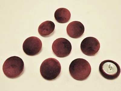 10 x Upholstery Buttons in BURGUNDY - Plush Velvet (Size: 25mm) - Image 1 of 3