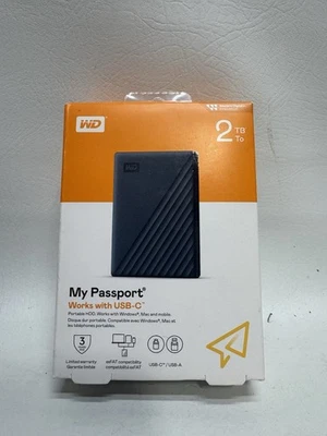 Brand New Sealed WD My Passport 2TB External USB 3.0 Portable Hard Drive Black - Image 1 of 4