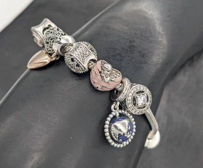 Pandora Armband 925 Sterling Silber 18cm 10x Charms Kette 45.00Gr. #959 - Bild 1 von 4