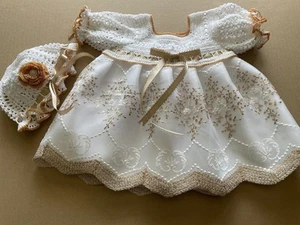 Newborn Baby Girl Dress Set - Bronze & White - Picture 1 of 5