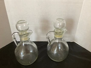 Öl & Essig Klarglas Krüge mit Stopfen, 2 Stück Vintage Mexiko kleine Dekanter - Bild 1 von 1