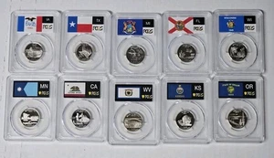 2004 & 2005 S State Proof SILVER PCGS 69 DCAM Ten Coin Quarter Set - Picture 1 of 13