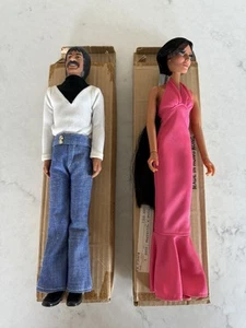 VINTAGE 1976 MEGO 12" SONNY & CHER PUPPEN #J62400/1 - NEU IN SELTENEN VERSANDKARTONS - Bild 1 von 5