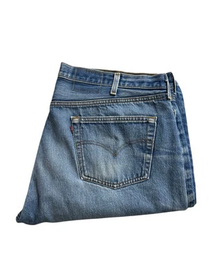 Vintage Levi’s 501 Blue 90s Made in USA Button 43X28 Distressed - Image 1 of 4