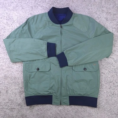 Chaqueta Scotch Soda Para Hombre Grande Bombardero Cortavientos Reversible Verde Azul Cremallera Completa Foto 1 de 4