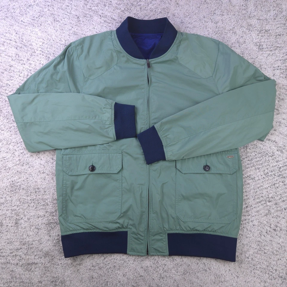 Chaqueta Scotch Soda Para Hombre Grande Bombardero Cortavientos Reversible Verde Azul Cremallera Completa Foto 1 de 4