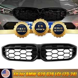 Gloss Black Front Kidney Grill Grille Fits BMW G20 320i 330i M340i 2023-2024 US - Picture 1 of 13