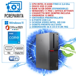 LENOVO PC COMPUTER DESKTOP FISSO I5 16GB RAM 512 SSD WINDOWS 11 RICONDIZIONATO - Foto 1 di 6