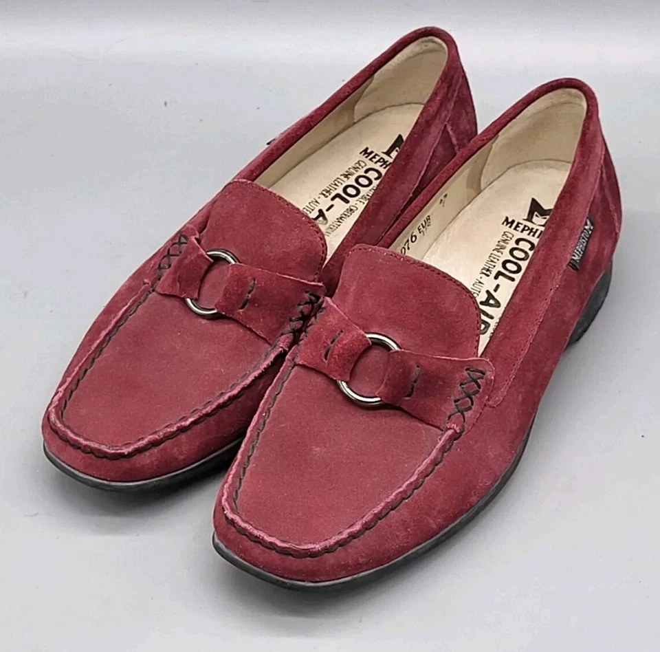 Mephisto Cool Air Burgundy Suede Loafers Sz 7 - Image 1 of 4