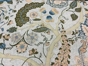 Cowtan & Tout Botanical Floral Linen Print Fabric- Cashew Tree Blue Olive 1.05yd - Picture 1 of 4