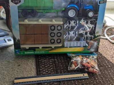 Country Cows Tractor &Trailer  Feeding Lot + BonusFarm Animals Great . 1/32 Scal - Image 1 of 3