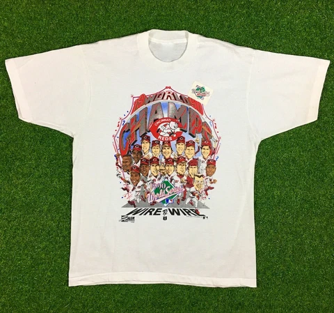 Vtg 90's Cincinnati REDS W0rld Champi0ns Series T-Shirt Cover