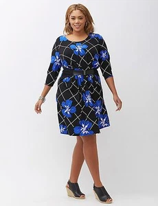 LANE BRYANT Simply Chic Matte Jersy Dress 22/24 26/28 Blue/Black/White 3x 4x - Picture 1 of 8