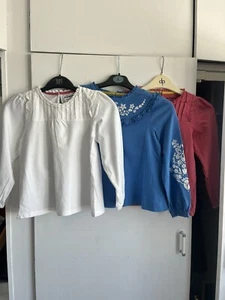 lovely three girls mini boden tops age 6-7 bundle blue white pink pretty - Picture 1 of 24