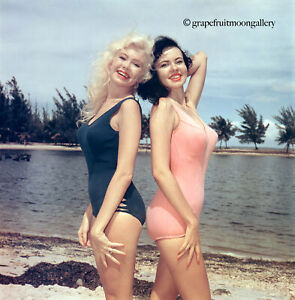 Bunny Yeager 1960s Color Transparency Charlene & Reta Mathies Bathing Beauties