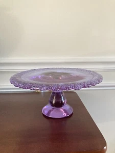 Fire & Light Moonstone Rare Lavender Color Pedestal Cake Stand Signed - Picture 1 of 9