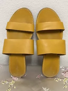 Madewell Double Strap Slide Sandal in Leather SZ 7.5 Yellow - Picture 1 of 6
