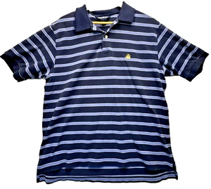 Camisa Polo Brooks Brothers Para Hombre L Azul Rayas Algodón Manga Corta Desteñida Usada - Imagen 1 de 8