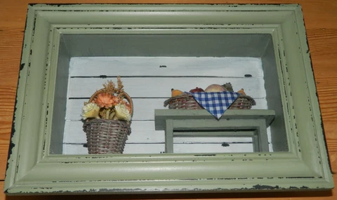 Shadow box picture frame country rustic green food home decor art 8 3/4" x 12.5" Cover