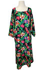 VTG 70s 80s R Michael Alan Small Silky Artsy Floral Nightgown Kaftan Tropical