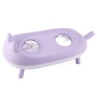 (Purple)Cat Food Bowl Anti-Tip Double Pet Feeder Stainless Steel Elevated