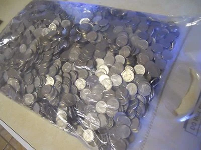 Bulk Lot Sealed Bank Bags of $600 in Normal Regular Nickels 135 LBS Coins Mixed - Image 1 of 4