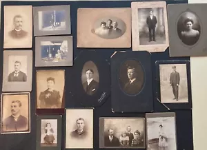 Sixteen (16) FANTASTIC CABINET CARD & OTHER ANTIQUE PHOTOGRAPHS c.1890s - Picture 1 of 17