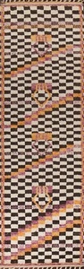 Checkered Moroccan Oriental Runner Rug Hand-knotted Wool 3x13 ft Hallway Carpet - Picture 1 of 12