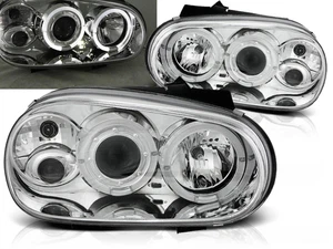 LED Angel Eyes Scheinwerfer für VW Golf IV 4 chrom inkl NSW  09.1997-09.2003 - Bild 1 von 3