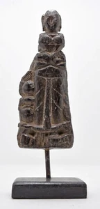 Antique Wooden Goddess Gangaur Idol Figurine Original Old Hand Carved - Picture 1 of 6