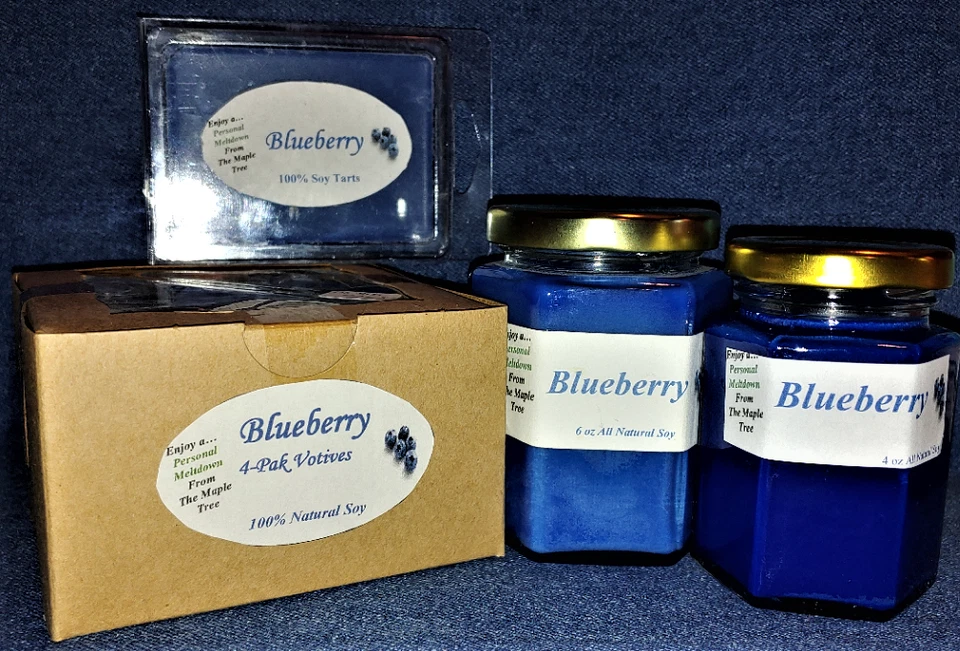 **NEW** Hand Poured Fresh Fruit Scents Soy Candles, Tarts & Votives - Blueberry - Image 1 of 1