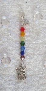 Handmade Crystal Rainbow Guardian Angel Stay Safe / Lockdown Clip On Charm - Picture 1 of 1
