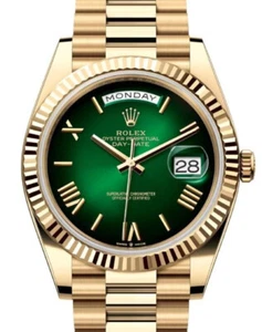 Rolex Day-Date 40 Yellow Gold Fluted Green Ombre 228238 President BRAND NEW - Picture 1 of 2