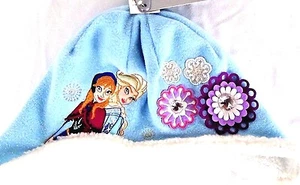 Disney Frozen Queen Elsa Anna Fluffy Fuzzy Embroidred Stone Snowflake Hat Beanie - Picture 1 of 4