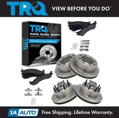 Kit de pastillas de freno y rotor TRQ kit metálico delantero y trasero para Ford E250 E350 SRW Foto 1 de 4
