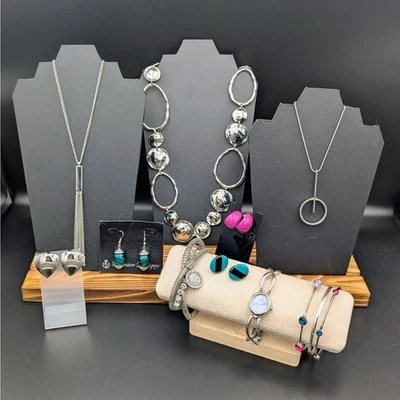 Lote de Joyas Pop Borde Moderno Plata y Color - 12 Piezas Foto 1 de 4