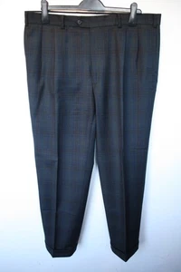 Vtg St Michael pure new wool tartan check turn up trousers W 38 L 29 mod revival - Picture 1 of 17
