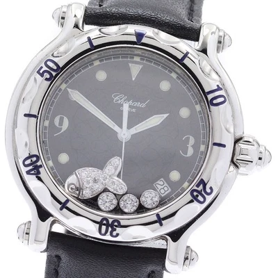 Chopard Happy Sports Pez Diamante Fecha 28/8347 QZ SS Esfera Negra 38mm Grado AB    Foto 1 de 4