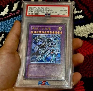 YuGiOh Ultimate Rare PSA 8 NM+ Blue-Eyes Ultimate Dragon SDX-001 2003 Japanese - Picture 1 of 13