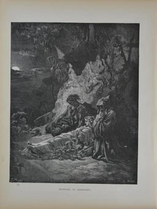 Antiker Gustave Dore Kunstdruck Chactas und Atala Indianer 1880 Viktorianisch - Bild 1 von 8