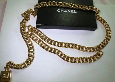 CHANEL винтажный духи бутылка подвеска двойной прядь цепочка ремень GP 23 гравировка - Изображение 1 из 4