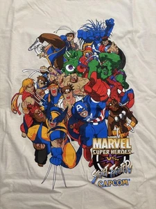 Rare Marvel Super Heroes vs Street Fighter Capcom T-Shirt XXL White Authentic - Picture 1 of 5
