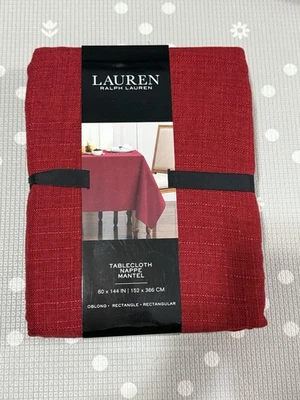 RALPH LAUREN Set 60x144 Red Tablecloth Nappe Mantel Christmas Valentine Holiday - Image 1 of 4